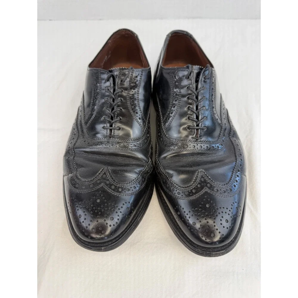 Vintage Allen Edmonds‎ Lloyd Black Leather Wingtip Oxford Dress Shoes Mens 8.5